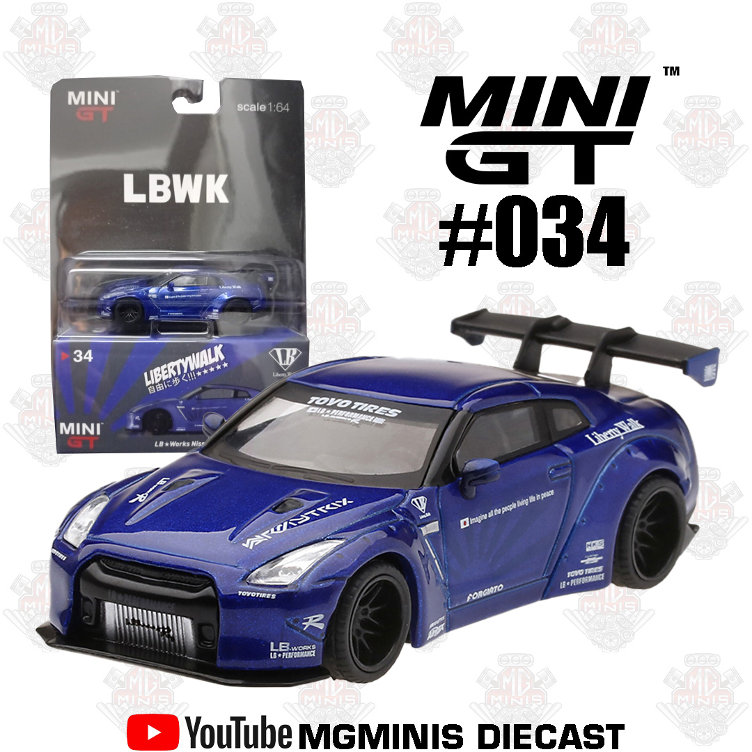 Mini GT LB Works Nissan GT-R R35 Candy Blue #034 Embalagem LBWK