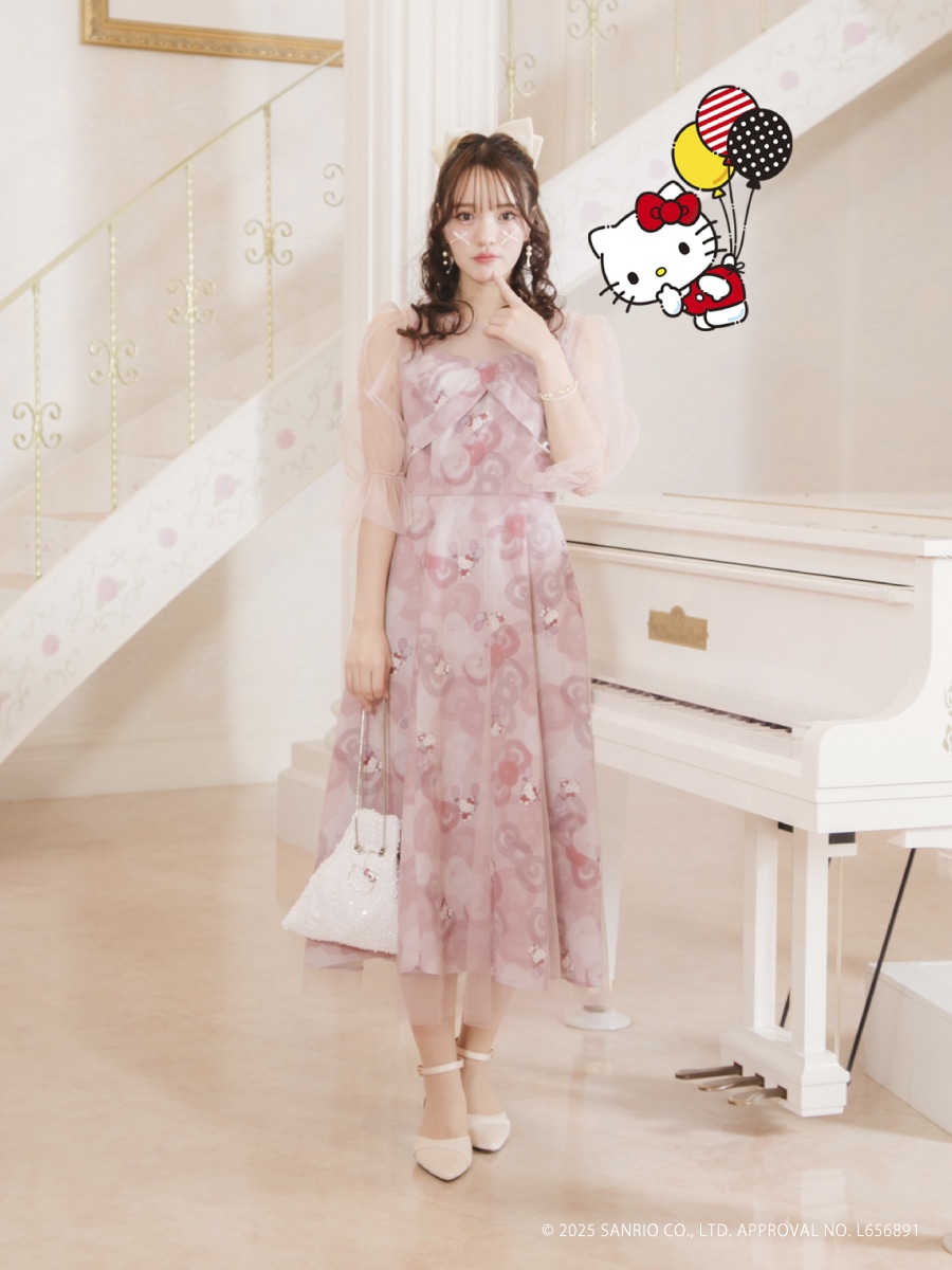 ハローキティ」リボンデザインワンピースドレス(M ピンク): AIMER