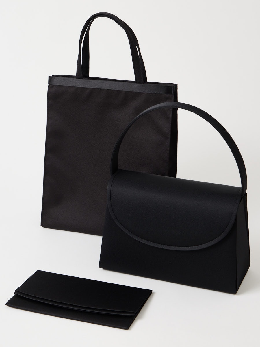 喪服・礼服用】【WEB限定】ラウンドフラップブラックバッグ3点セット