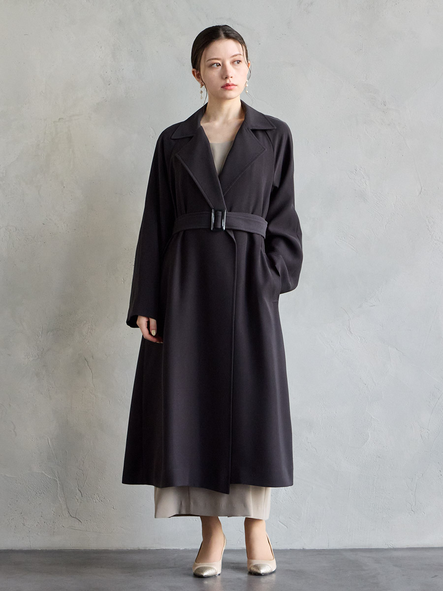 ストレッチダブルクロスラップトレンチコート(M チャコールグレー