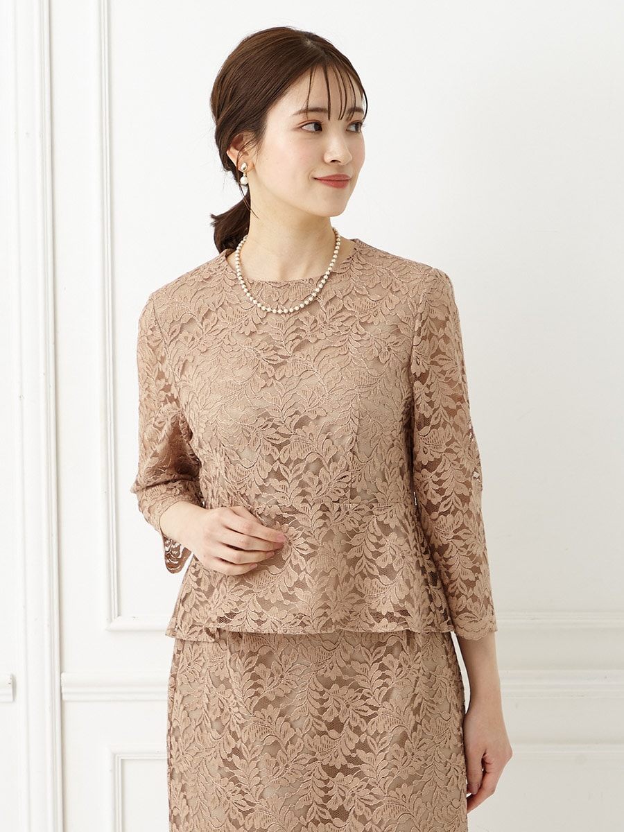 セットアップ対応】ペプラムレースブラウス(M モカ): AIMER | エメ