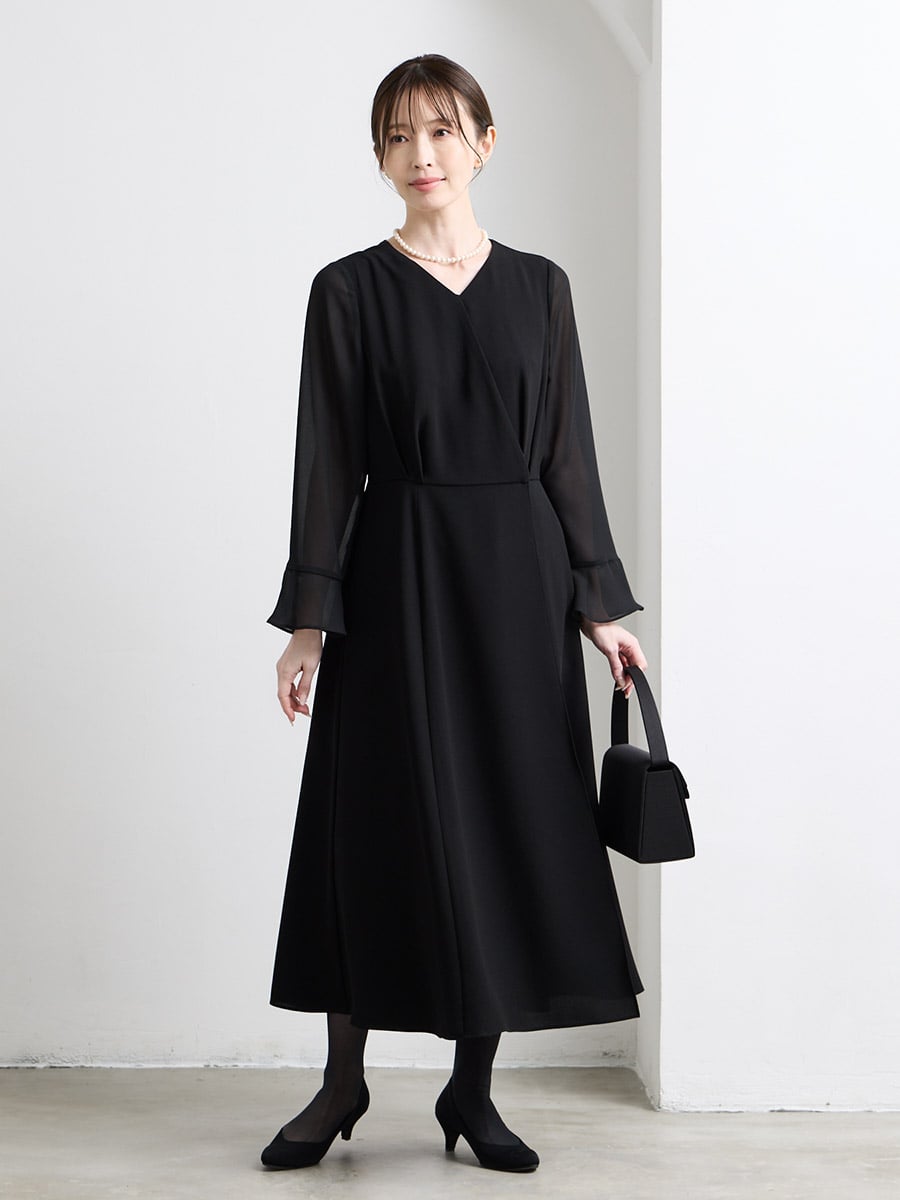 喪服・礼服】【WEB限定】Vネック前開きAラインブラックフォーマル