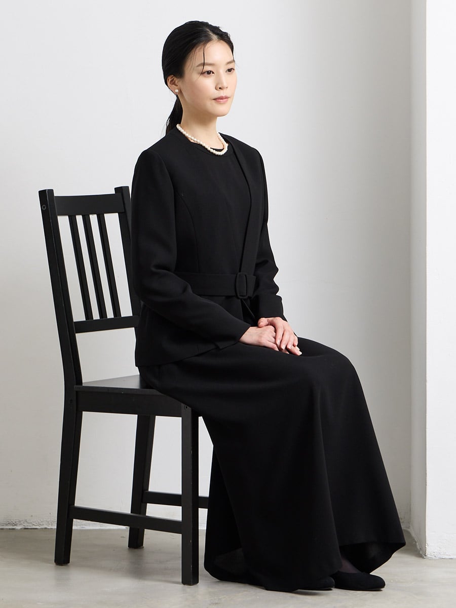 喪服・礼服】【WEB限定】ベルト付きブラックフォーマルアンサンブル
