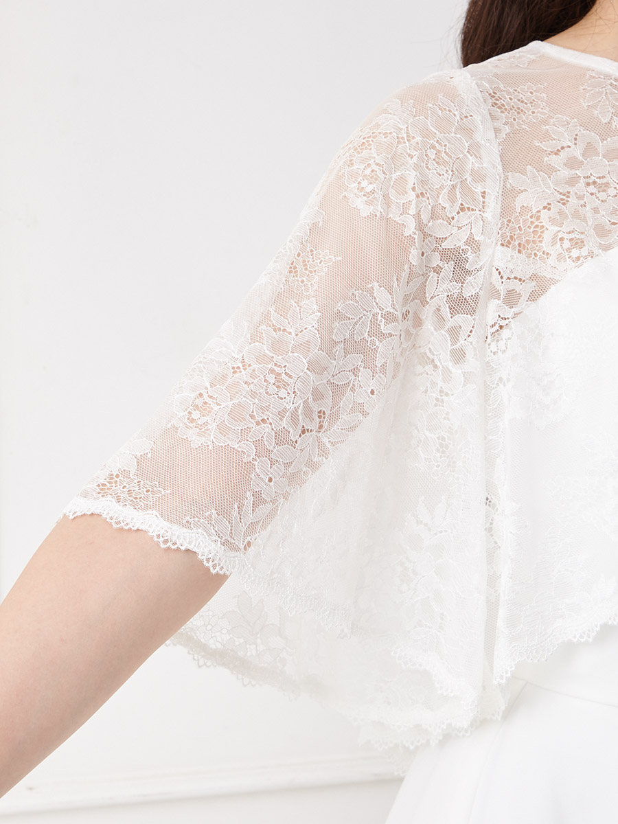 レースケープ付き2WAYホワイトドレス(M オフホワイト): AIMER | エメ