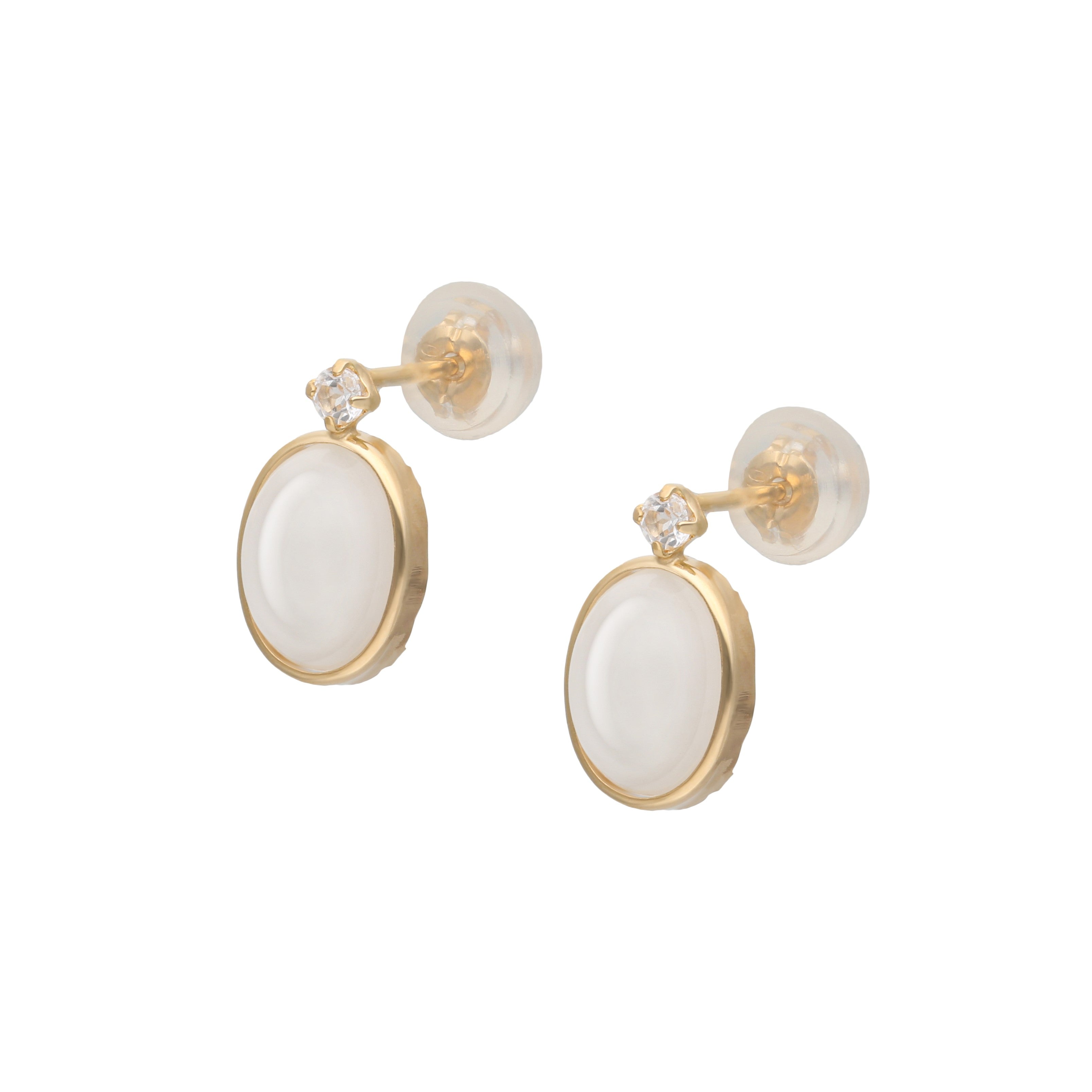 K10 ホワイトアゲート × ホワイトトパーズ スタッドピアス - me