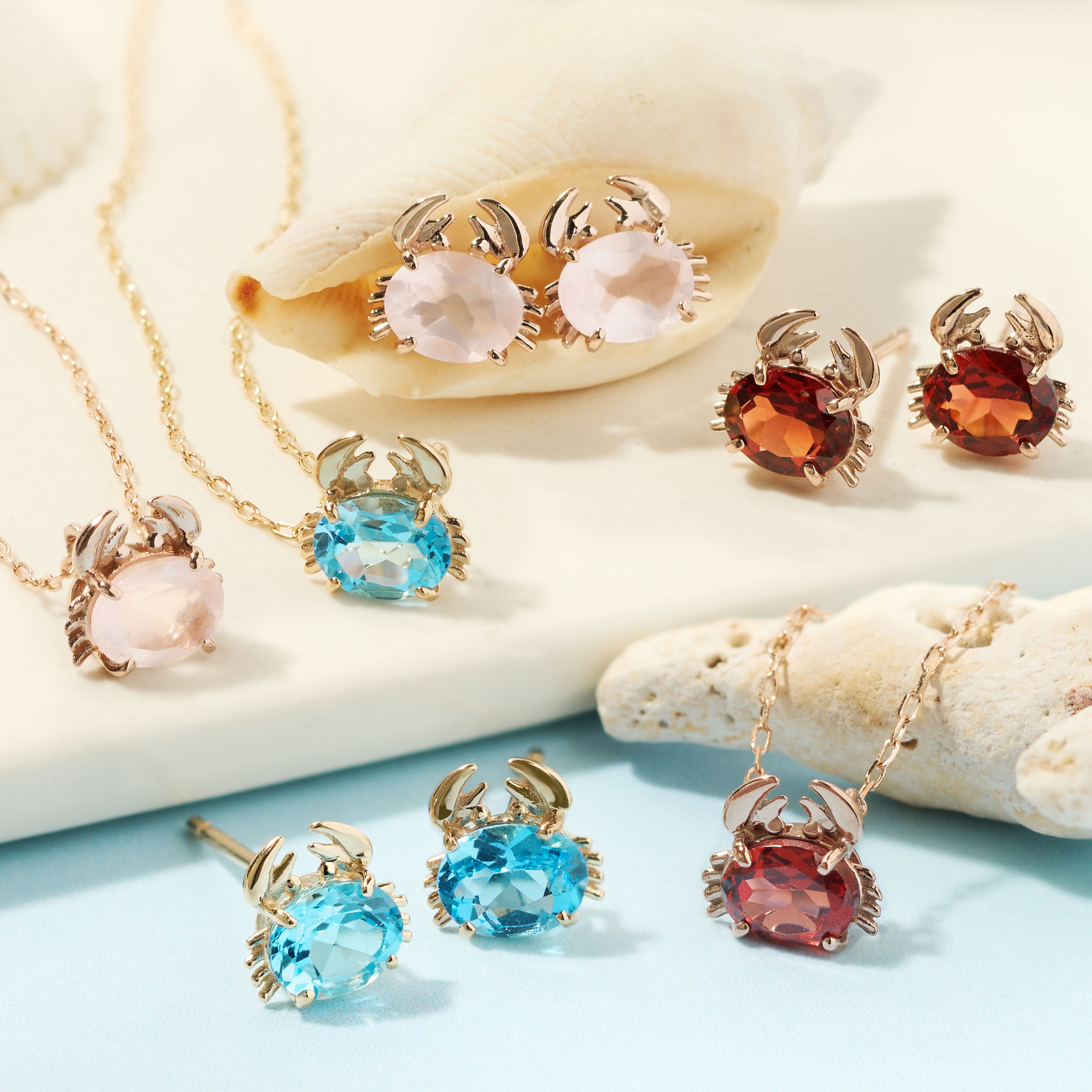 K10PG カニ 蟹 スタッドピアス（ピンク） me.（エムイードット）