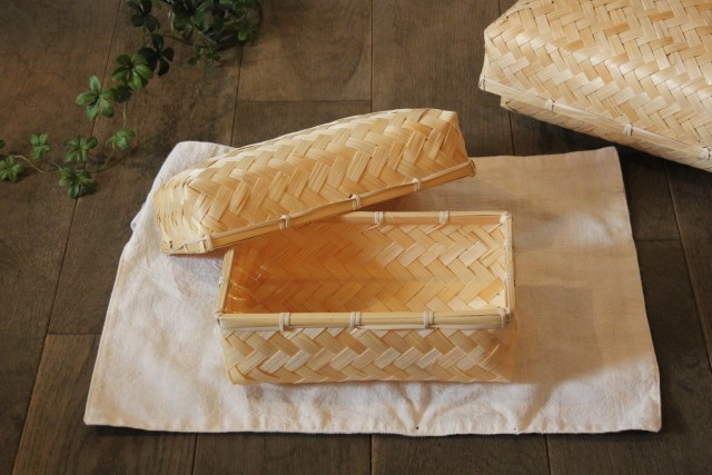 かご・バスケット・雑貨 - menui | 竹の行李籠 蓋付きのボックスタイプ