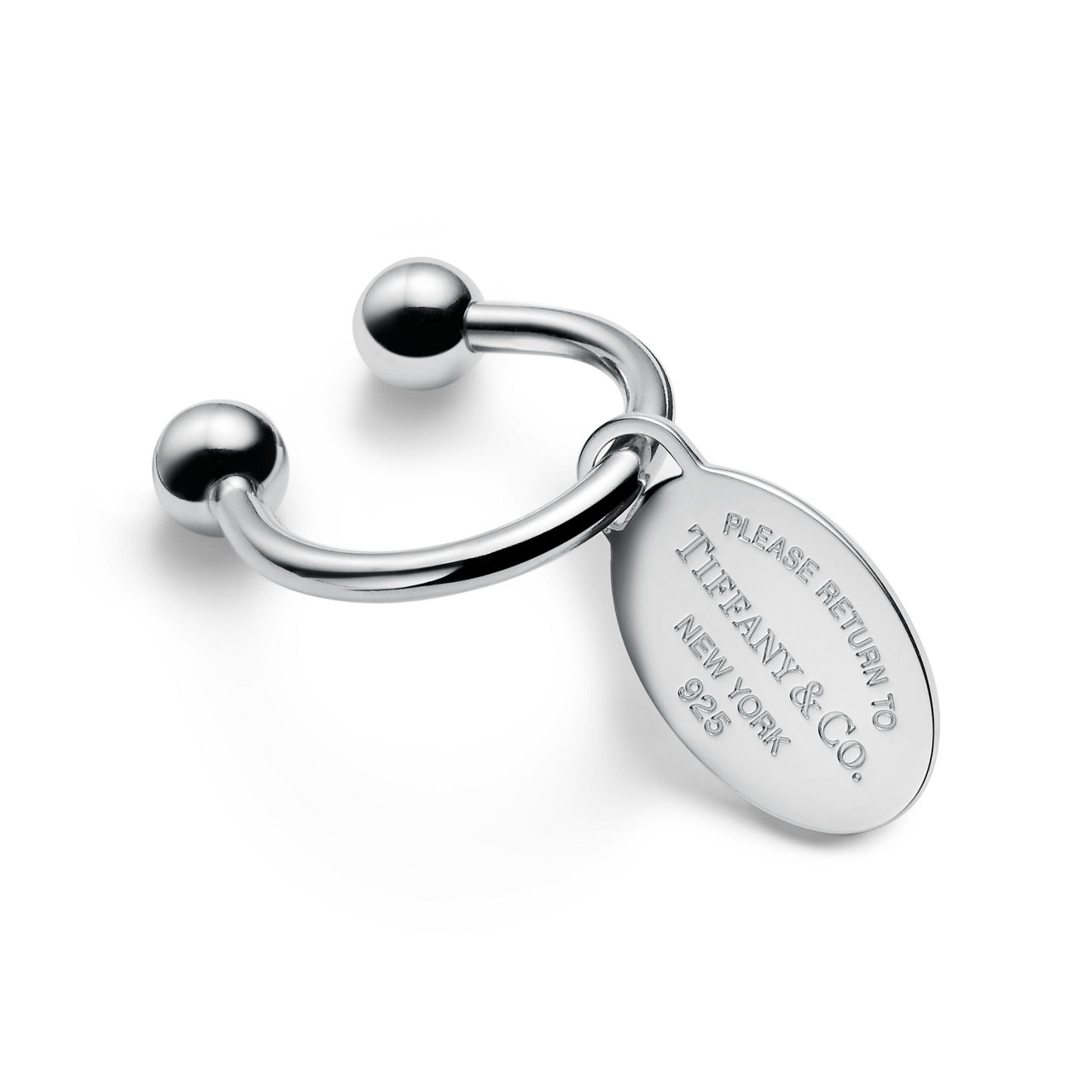 Return to Tiffany®:Oval Tag Screwball Key Ring in Sterling Silver