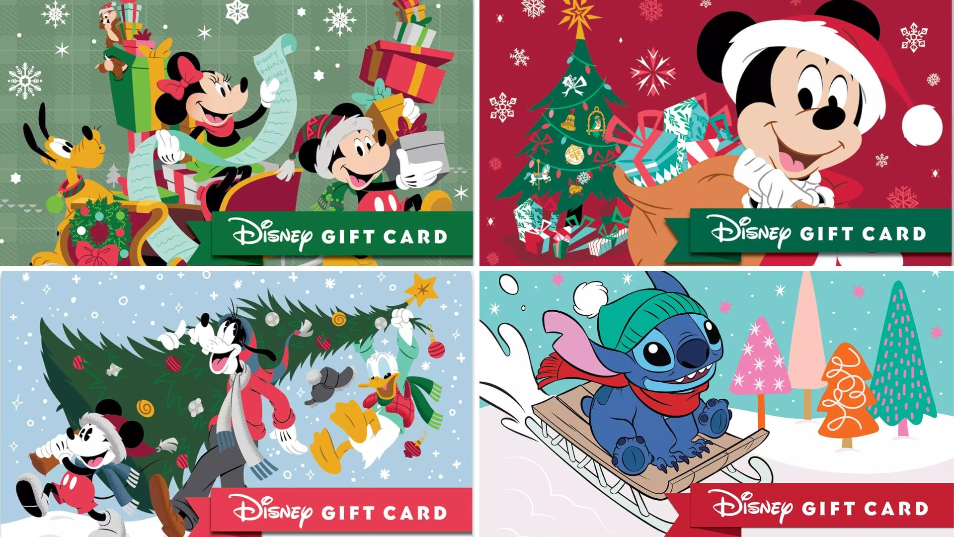 New Stitch, Mickey and Friends Christmas Disney Gift Cards