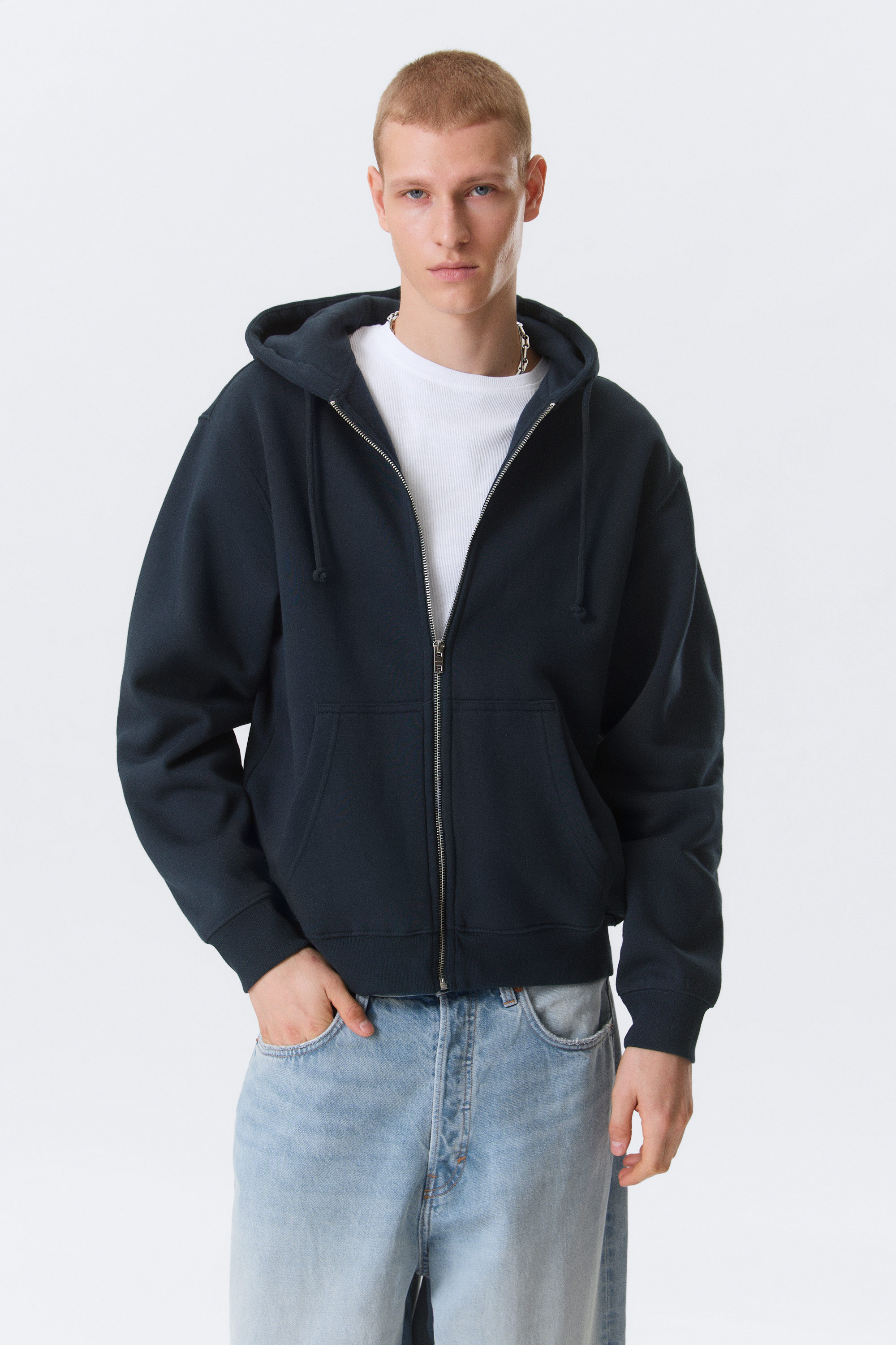 classic zip hoodie - Navy Blue | Weekday WW