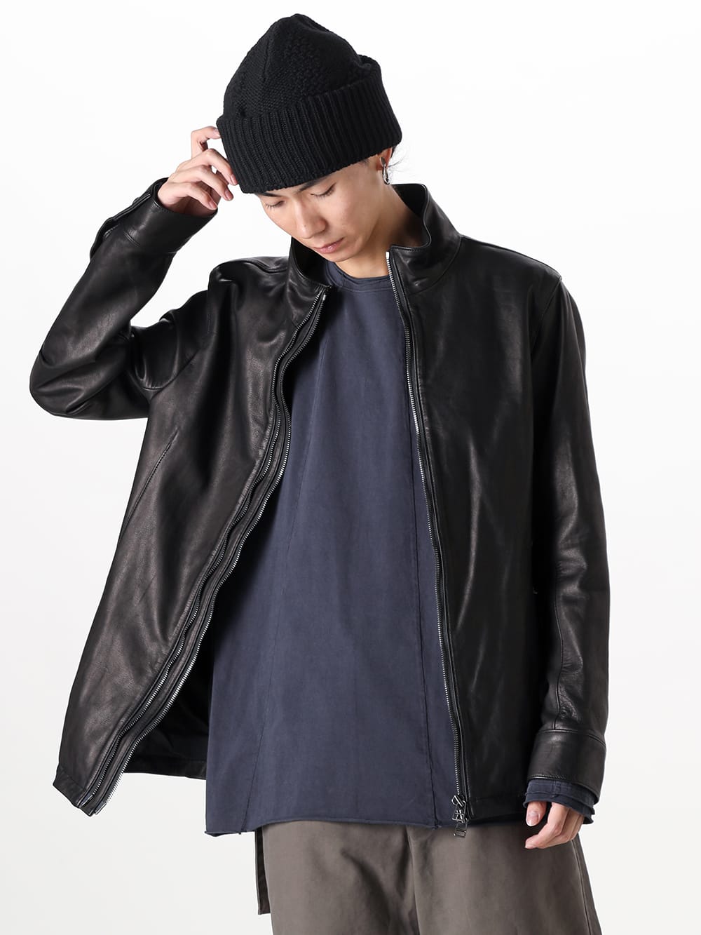 The Viridi-anne ワイドパンツ レザージャケットスタイル -FASCINATE