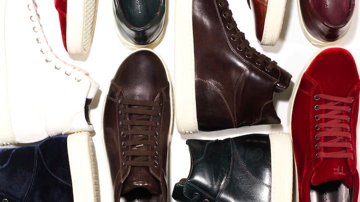 トム フォードのホワイトスムースレザースニーカーが、GQ Live!初日に