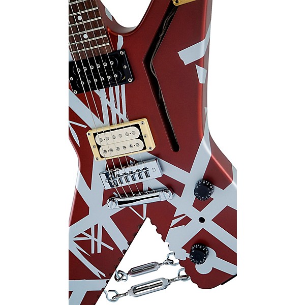 Open Box EVH Striped Shark Electric Guitar Burgundy Red and Silver