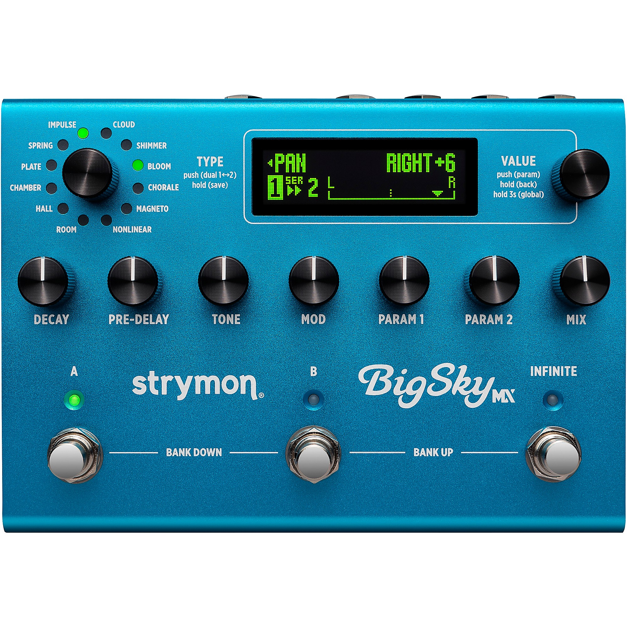 Strymon BigSky MX Reverb Workstation Effects Pedal Blue | Guitar