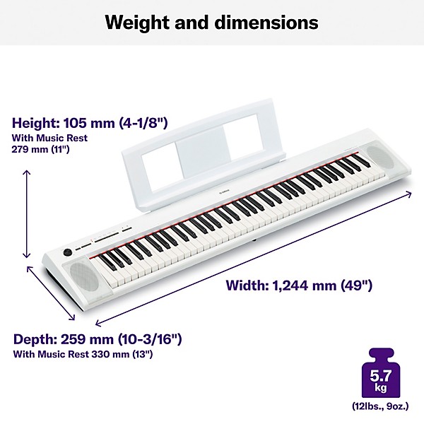 Yamaha NP-32 76-Key Piaggero Portable Keyboard White | Guitar Center