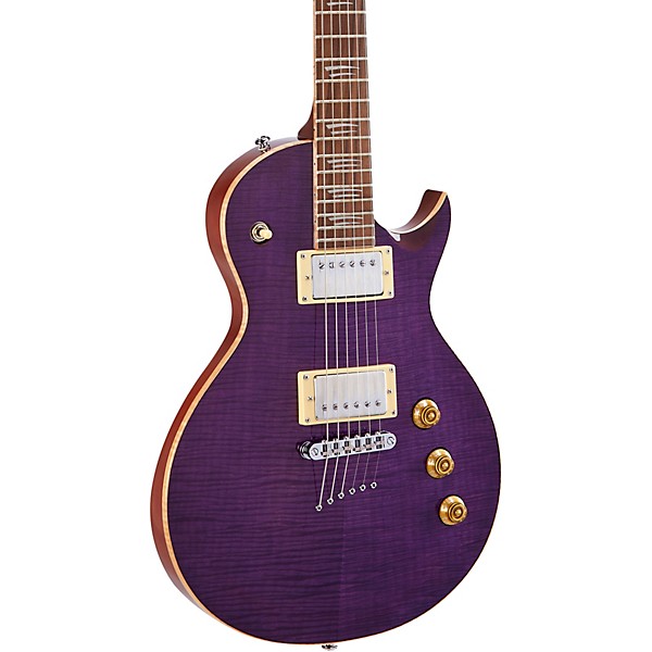 Mitchell MS450 Modern Single-Cutaway Electric Guitar Flame Purple