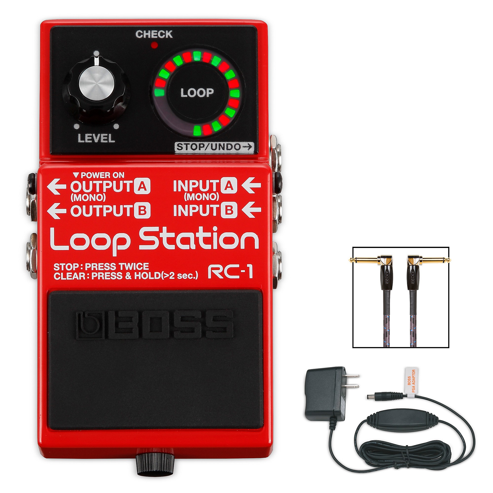BOSS RC-1 Loop Station, PSA-120S2 AC Power Adapter and 3
