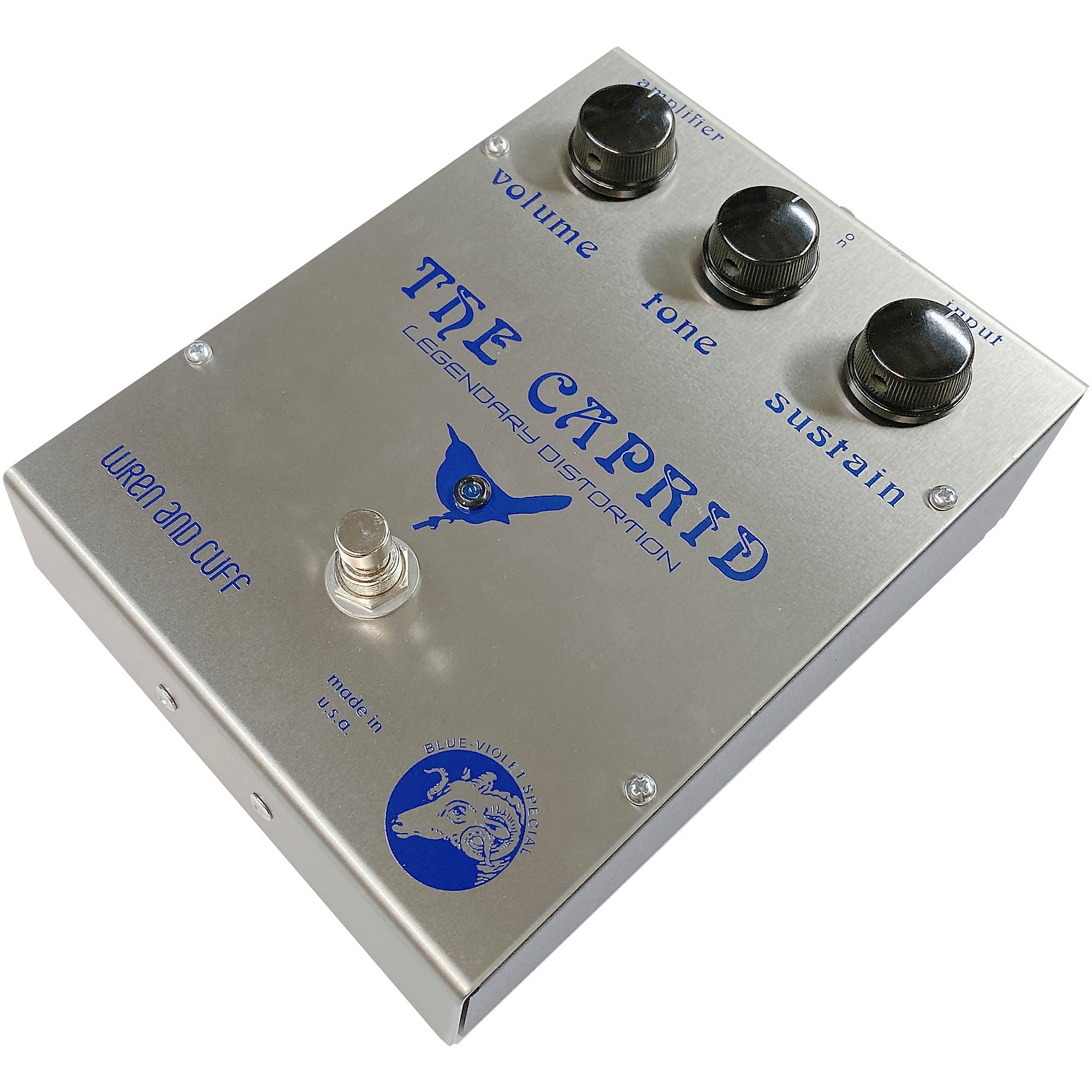 Wren And Cuff Caprid Special Distortion Effects Pedal Blue and