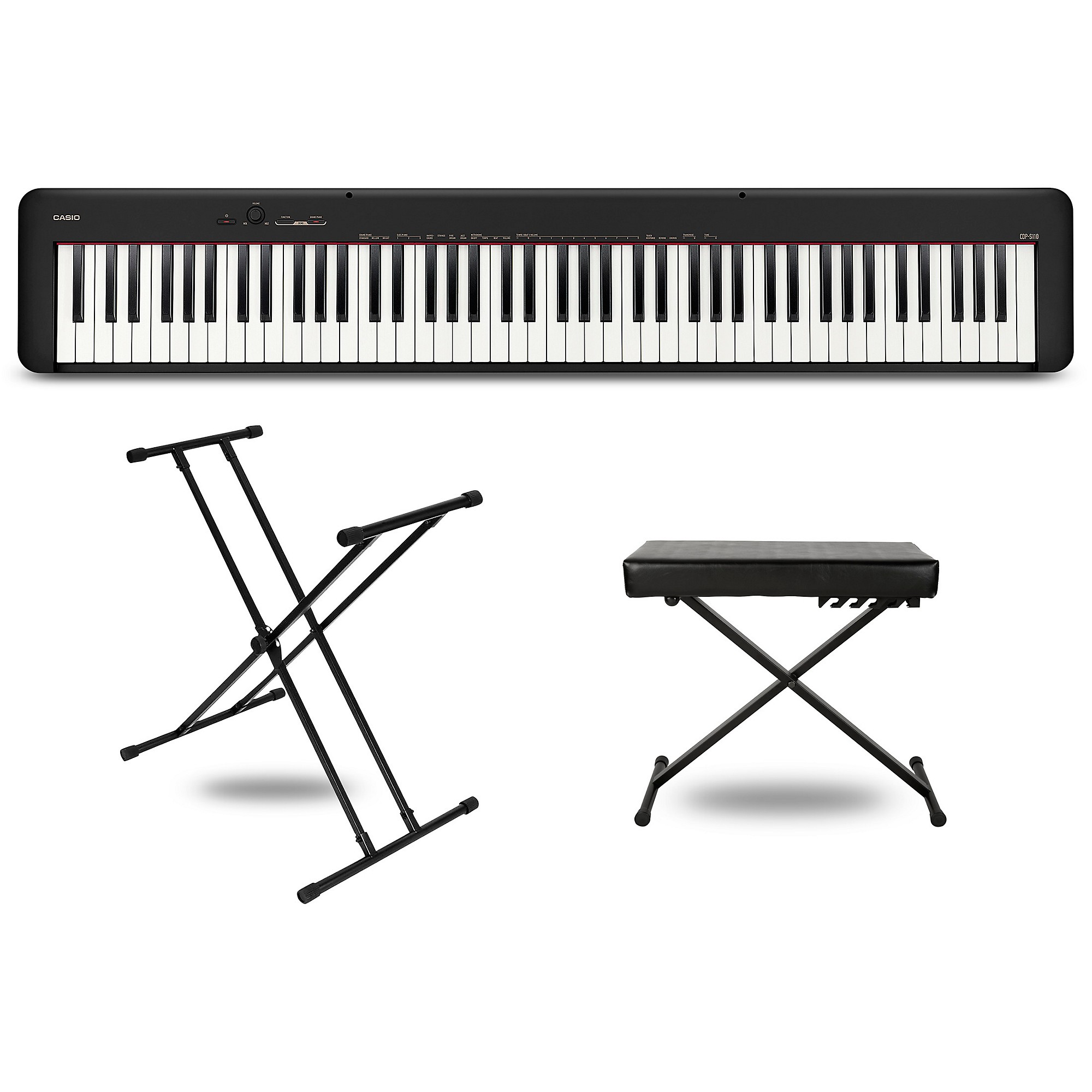 Casio CDP-S110 Digital Piano With X-Stand and Bench Black
