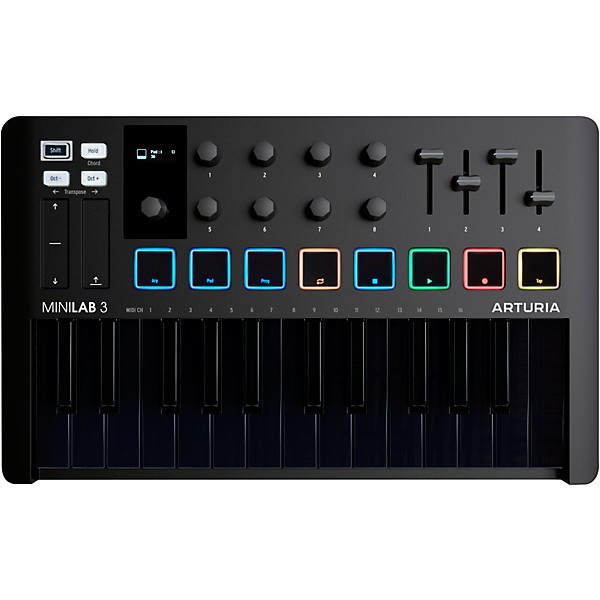 Arturia MiniLab 3 Hybrid Keyboard Controller - Deep Black | Guitar