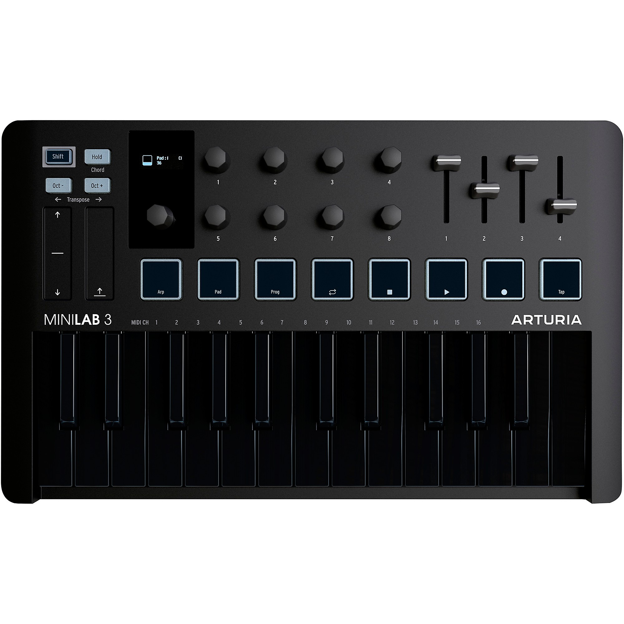 Arturia MiniLab 3 Hybrid Keyboard Controller - Deep Black | Guitar