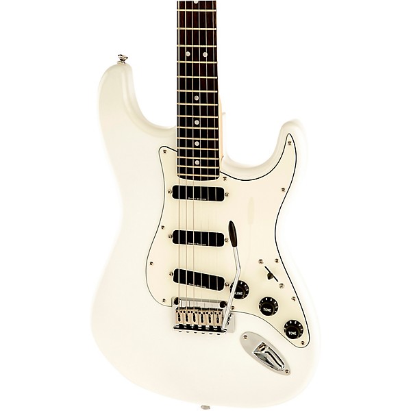 Squier Deluxe Hot Rails Stratocaster Electric Guitar Olympic White