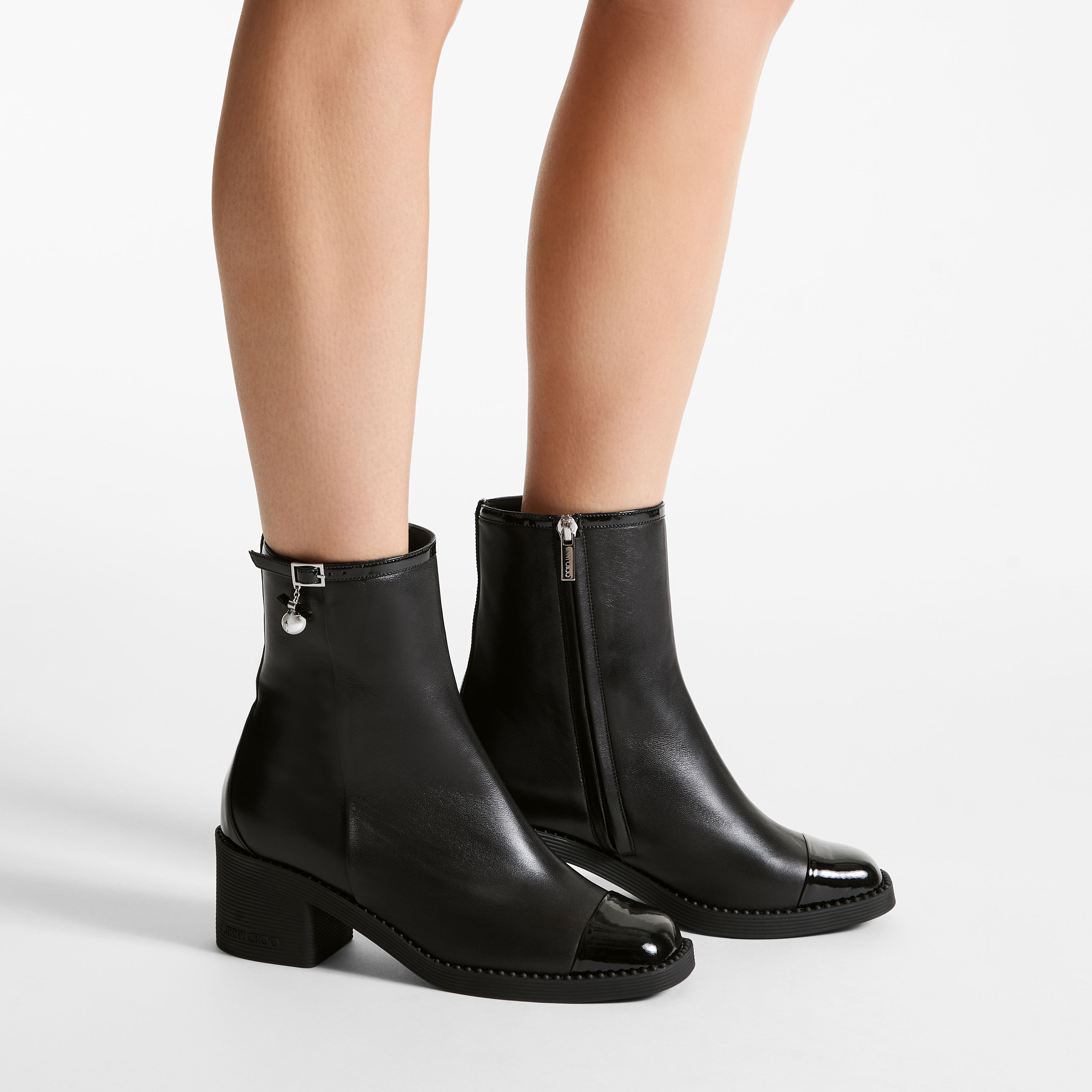 アドリー アンクルブーツ 60 | ブラック パテント / ナッパレザー