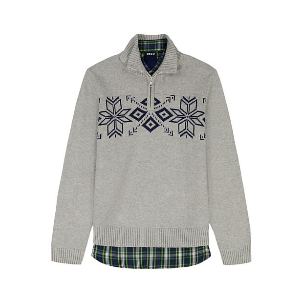 Boys 4-20 IZOD Solid 1/4 Zip Sweater & Plaid Shirt 2-pc. Set