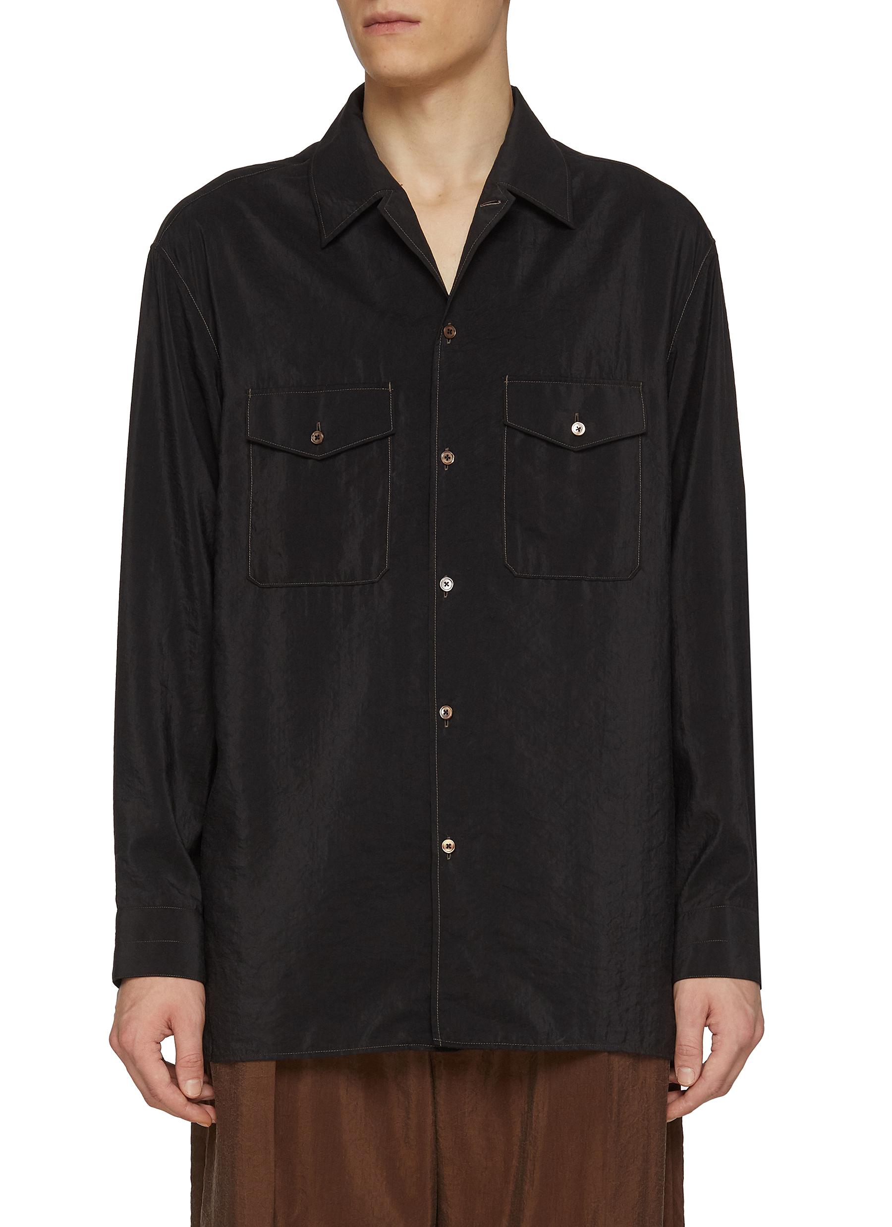 LEMAIRE | Convertible Collar Silk Blend Shirt | Men | Lane Crawford