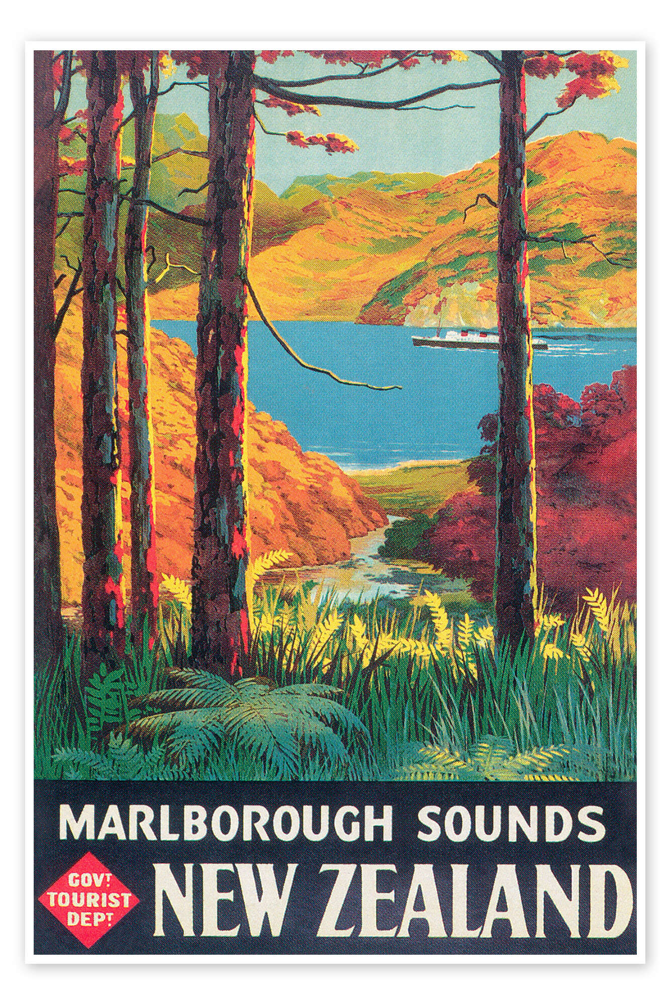 New Zealand print by Vintage Travel Collection | Posterlounge