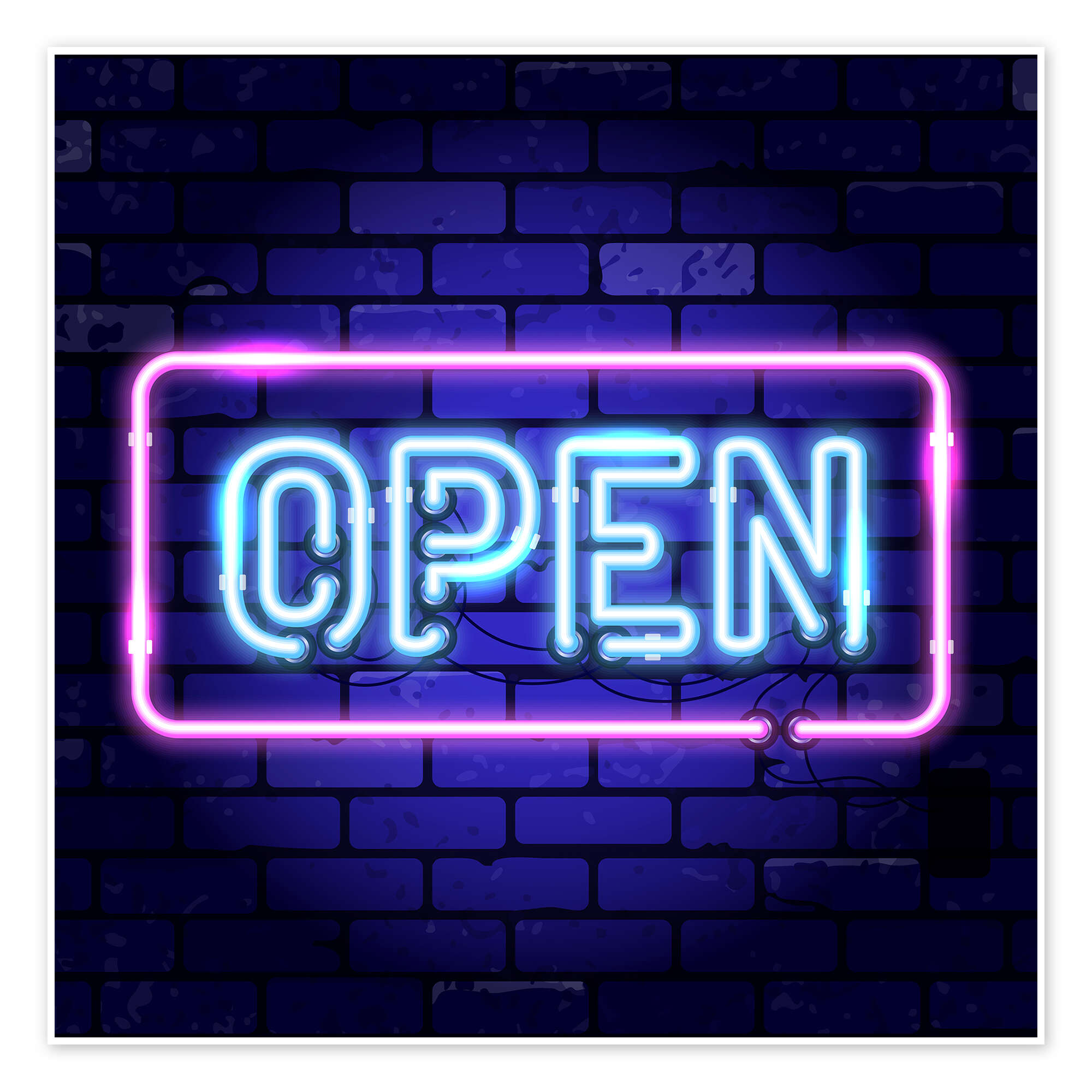 Open - neon sign print by TAlex | Posterlounge