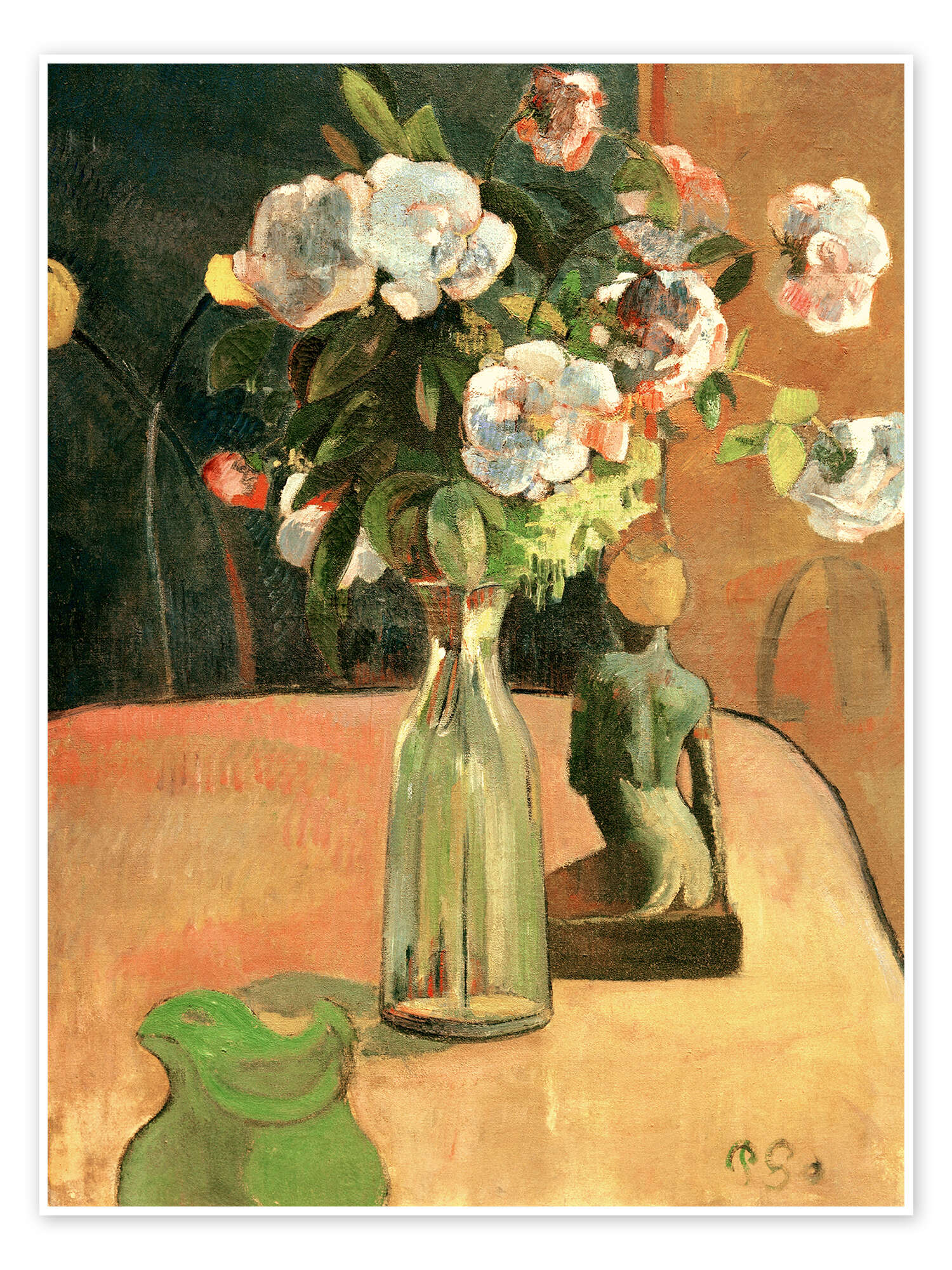 Roses et statuette de Paul Gauguin en poster, tableau sur toile et