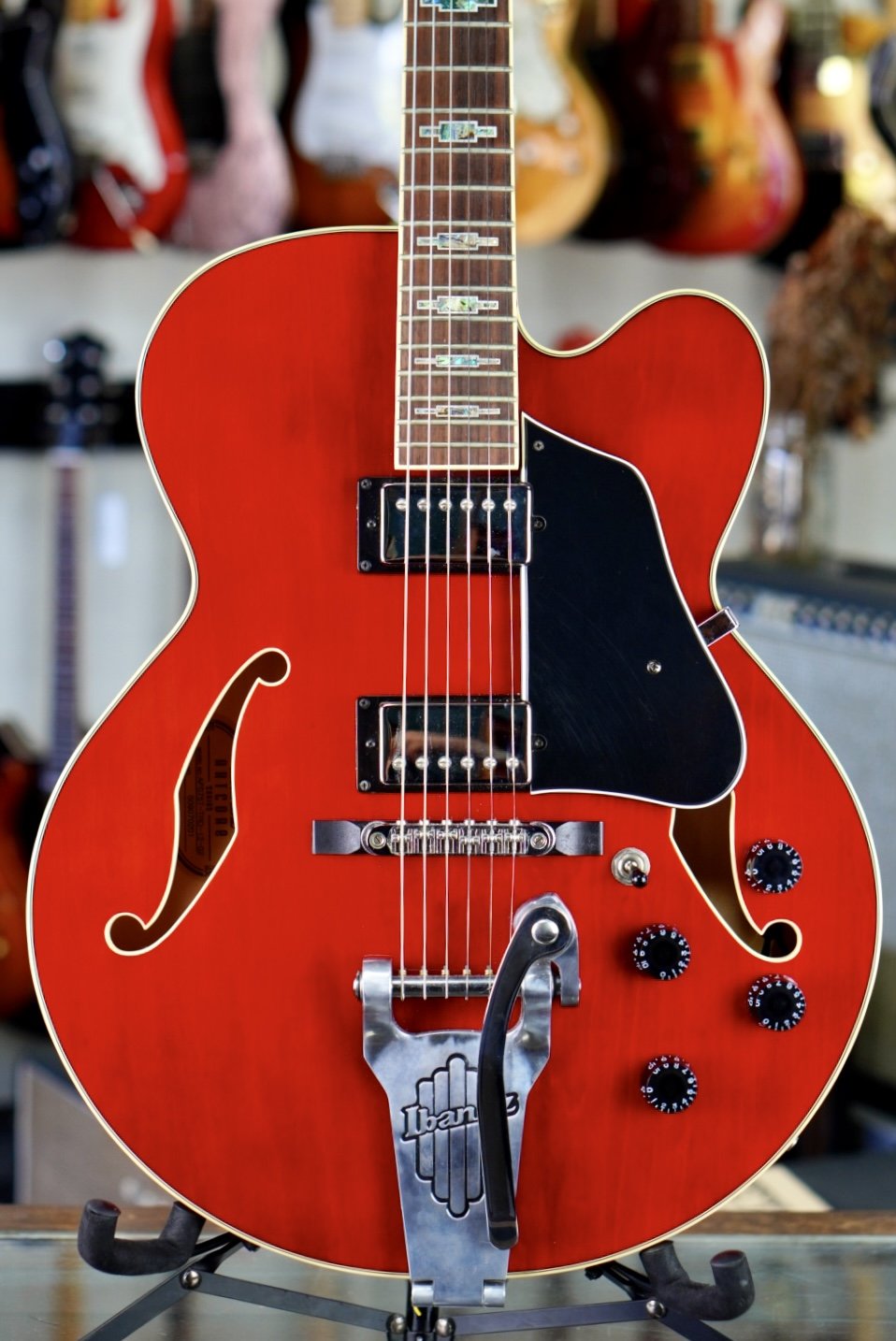 2009 Ibanez Artcore AFS75T-TRD-12-02 Transparent Red Bow Tie Inlays