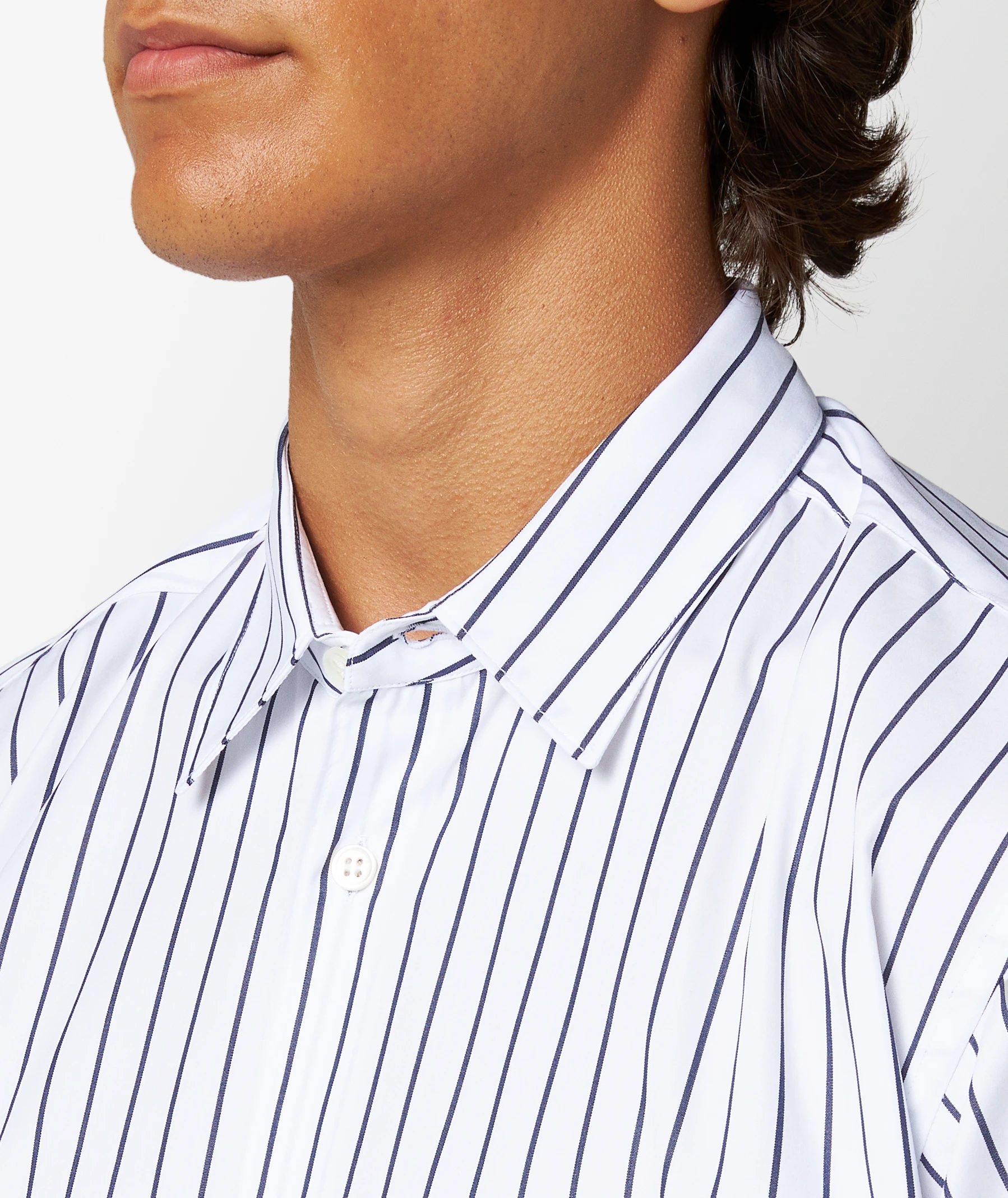 Comme des Garçons Shirt Striped Woven Shirt in White | SVD USA