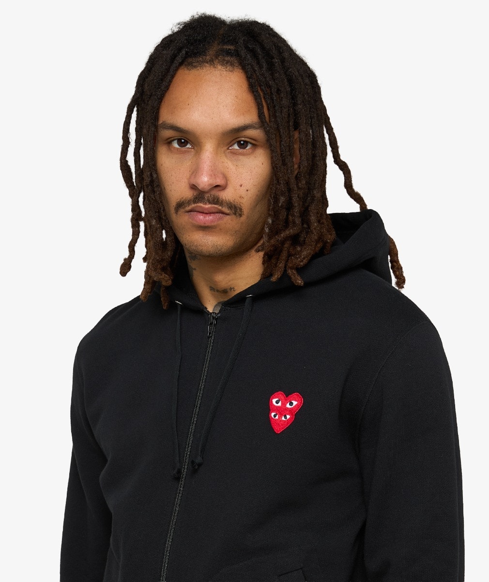 Black Comme des Garçons Play Red Heart Zipped Hoodie | SVD
