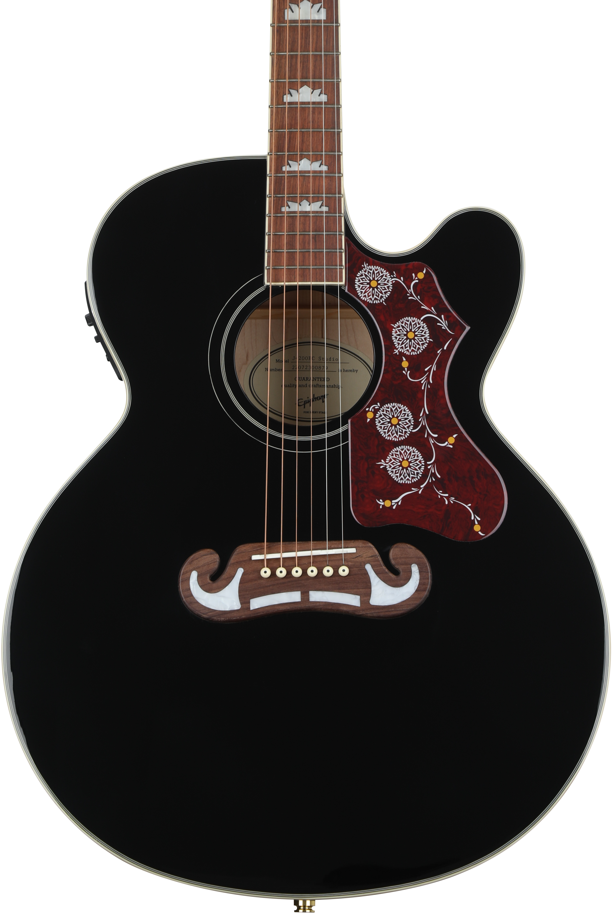 Epiphone J-200EC Studio Acoustic-Electric Guitar - Black | Sweetwater