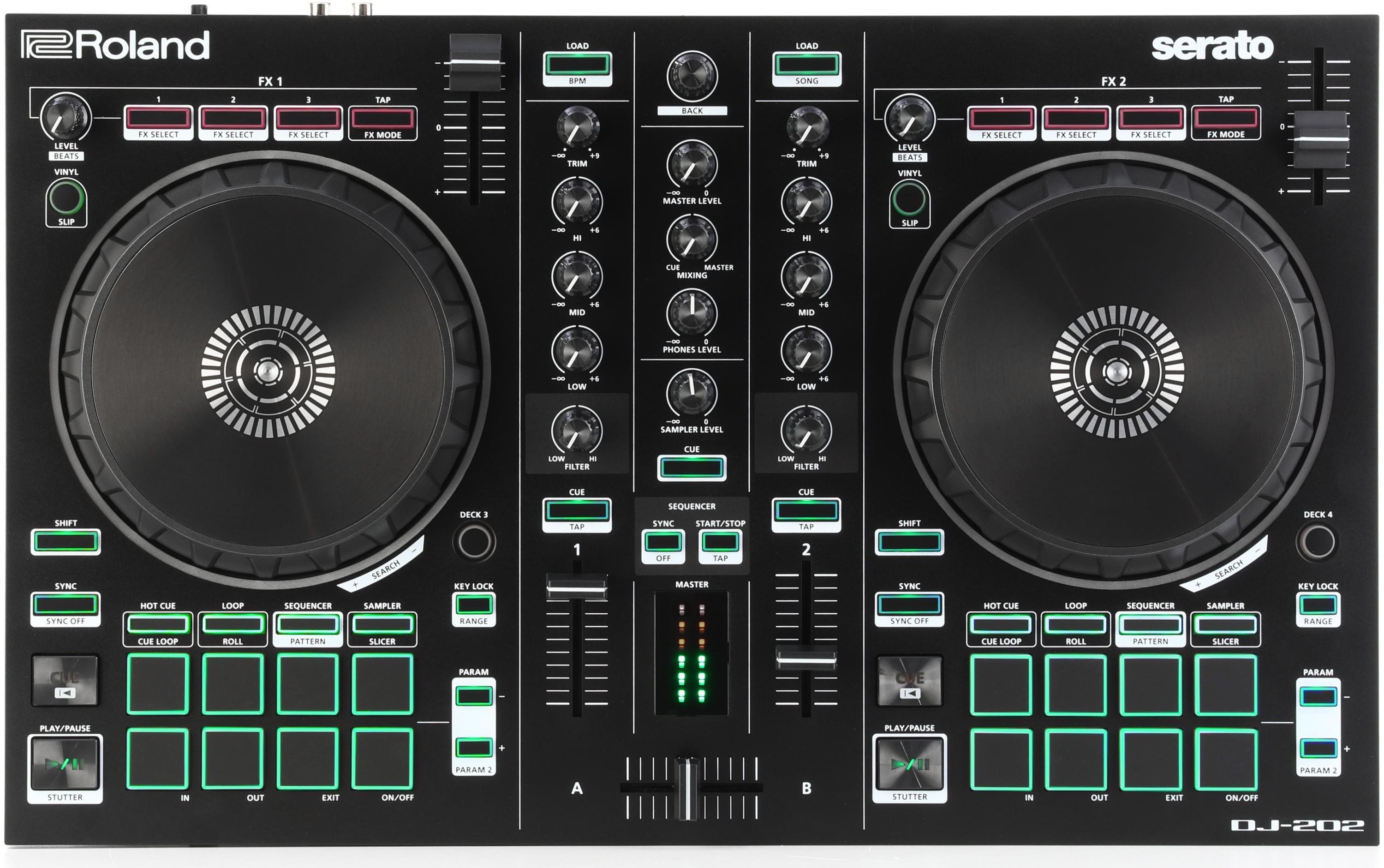 Roland DJ-202 4-deck Serato DJ Controller with Drum Machine