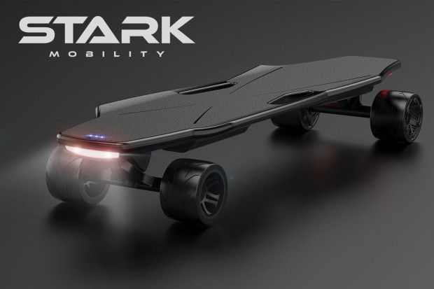 直感的に体重移動でコントール可能な電動スケートボード「StarkBoard