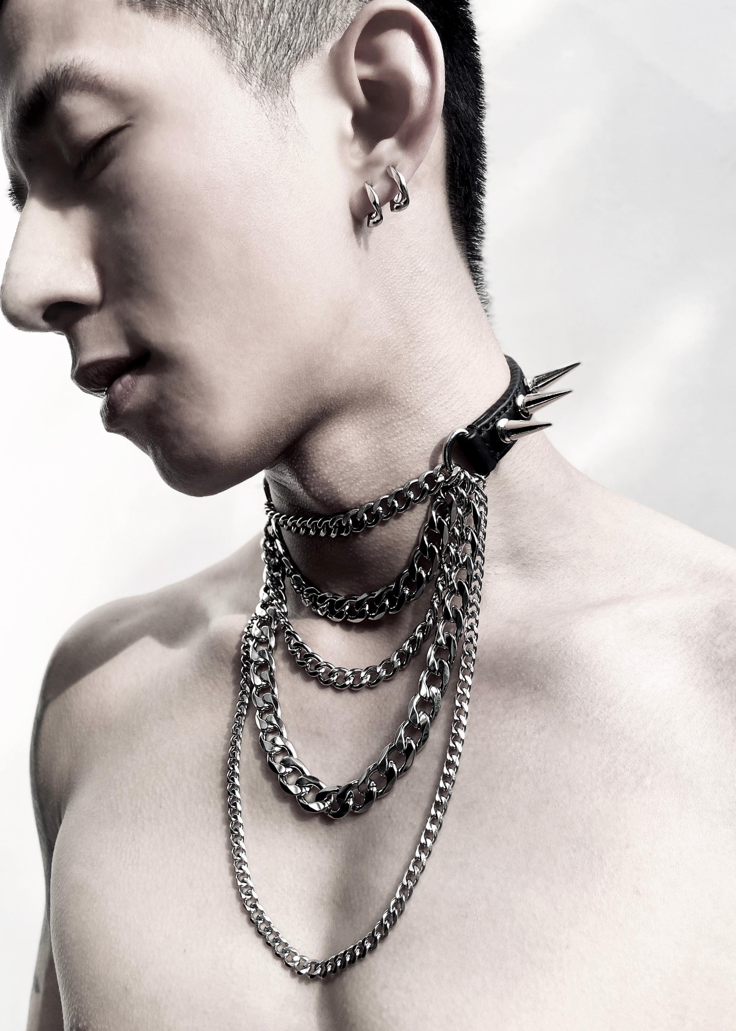 MXS1-SPIKES Limited Edition Handcrafted Leather Choker Necklace