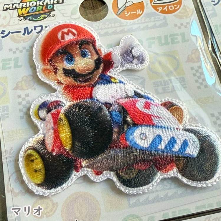 マリオカートワールド シール・アイロン接着両用ワッペン マリオ