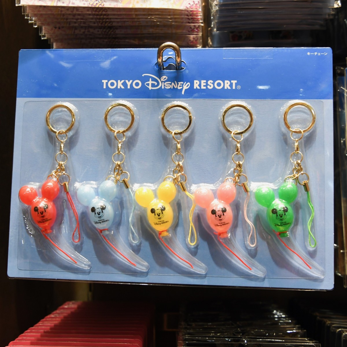 カラフルなミッキーバルーン型！東京ディズニーランド キーチェーン