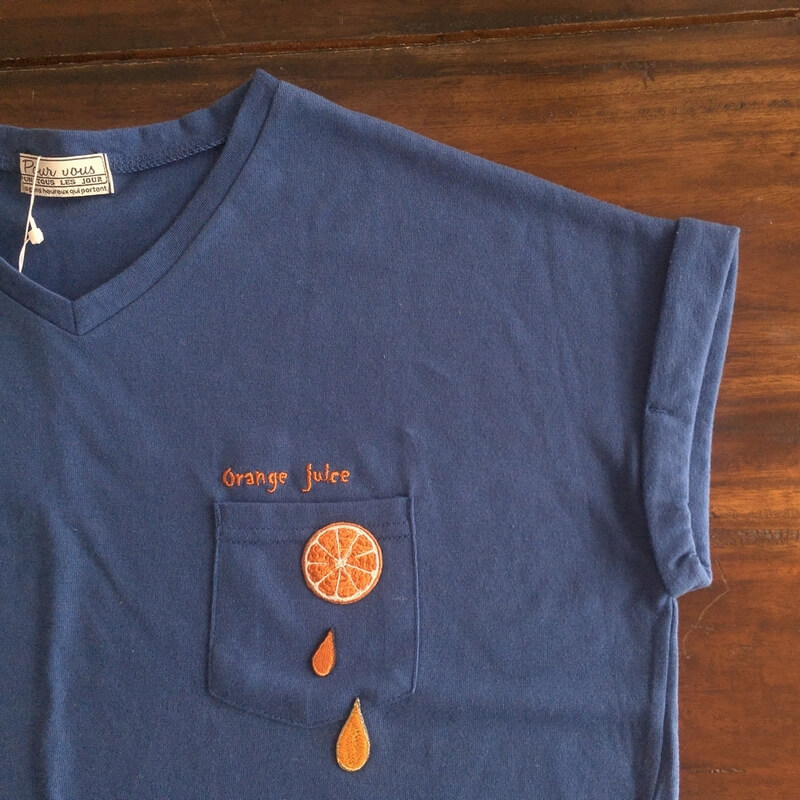 オレンジ(M)(L)刺繍のステッカーワッペン｜mimi刺繍｜東京・吉祥寺の