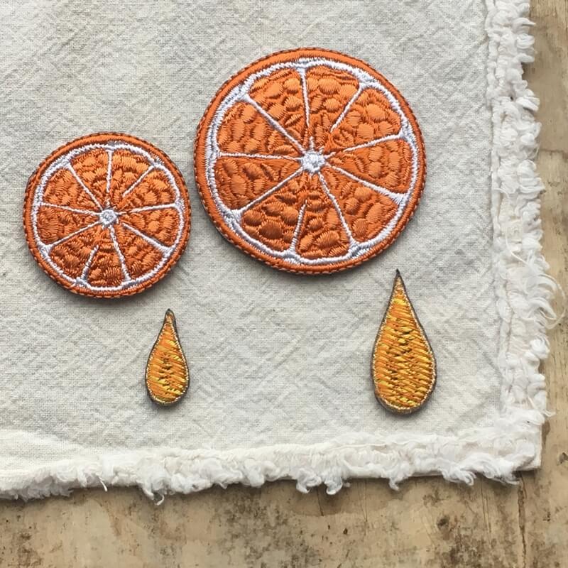 オレンジ(M)(L)刺繍のステッカーワッペン｜mimi刺繍｜東京・吉祥寺の