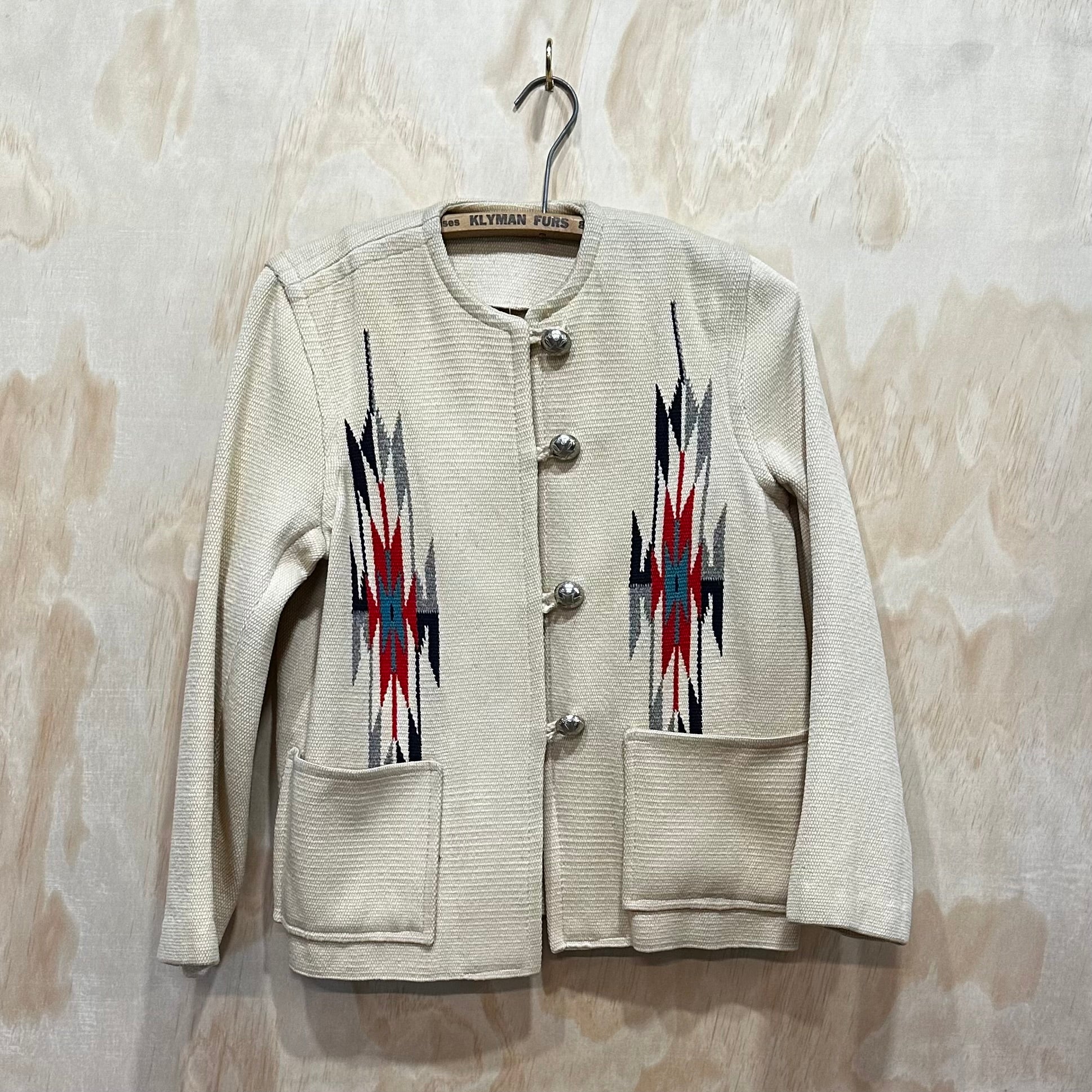 VTG 1950s GANSCRAFT Chimayo Blanket Jacket Concho Button Up