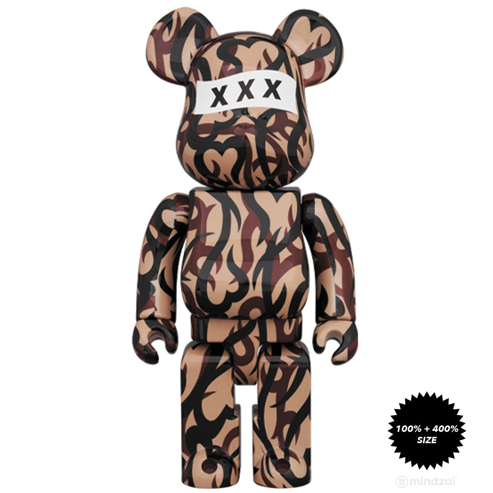 Number (N)XXX 100% + 400% Bearbrick Set by Medicom Toy x God