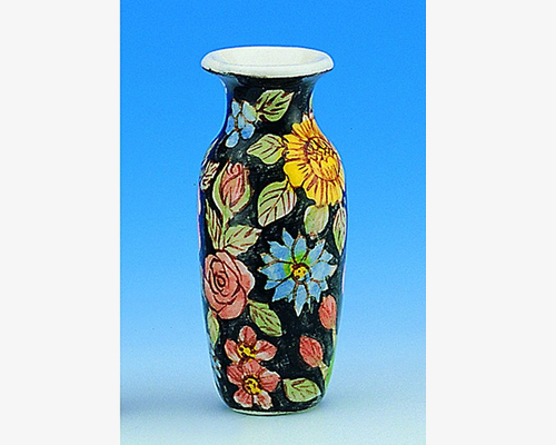 15510 Large vase, floral design 花瓶、花柄(大)・黒 | 西洋