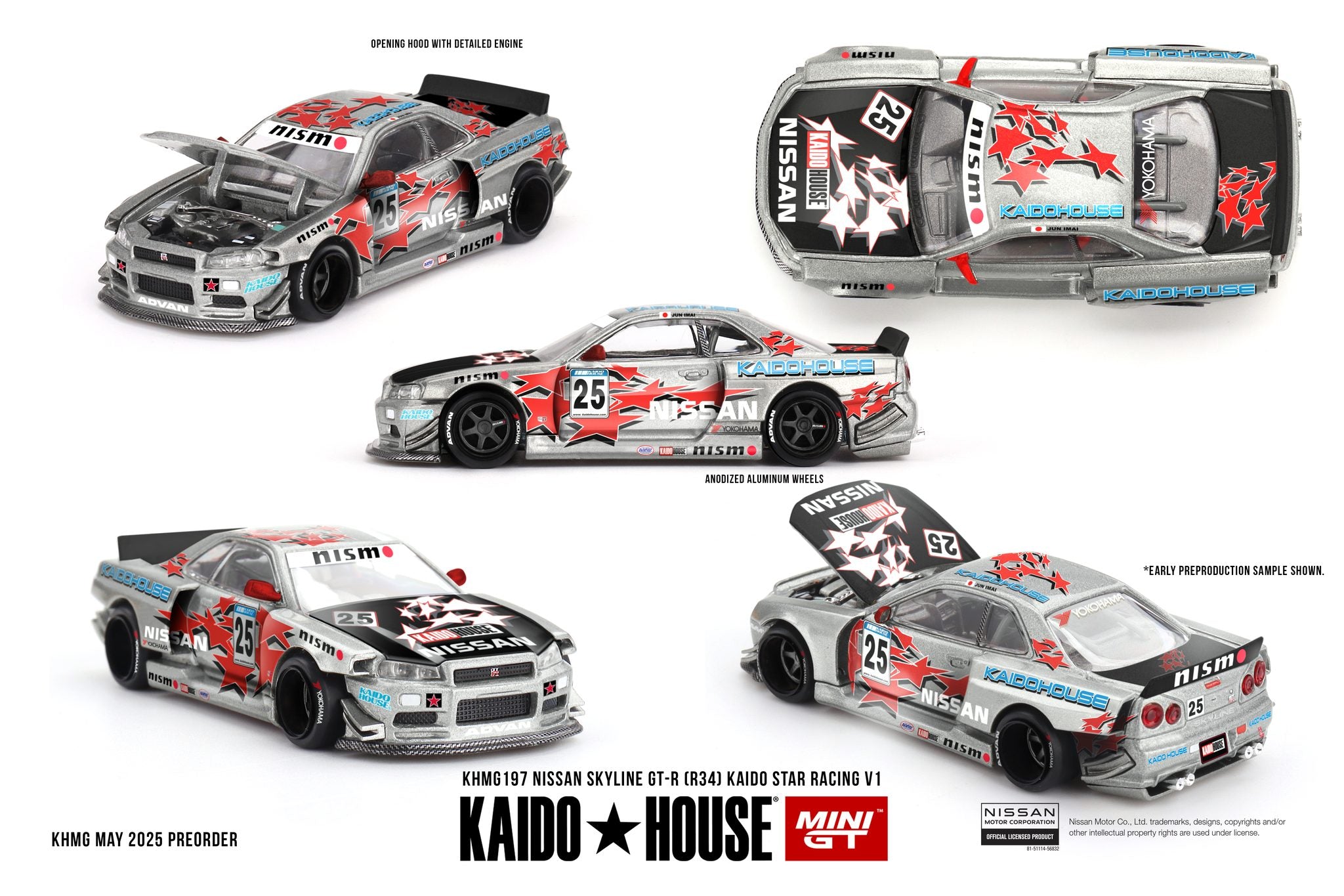 Pre-Order* Mini GT x Kaido House No.197 Nissan Skyline GT-R (R34