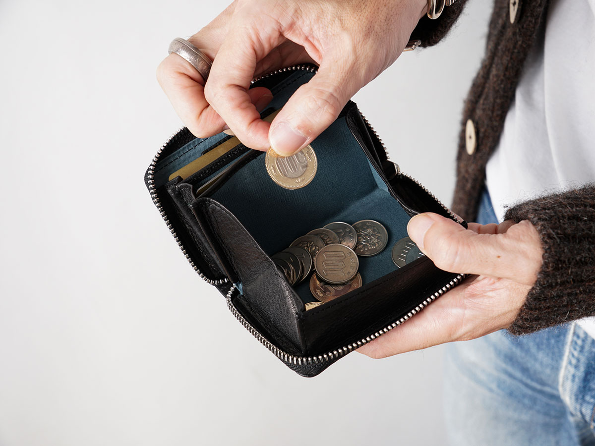 ブラックメッシュ ラウンドファスナーボックス小銭入れ | 革財布のお店