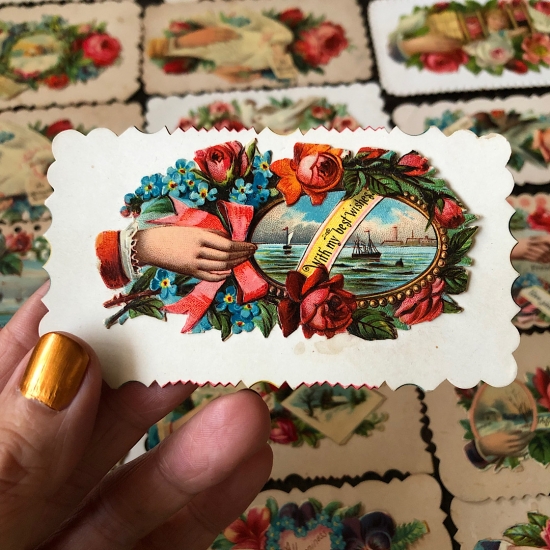 ハンドモチーフのヴィクトリアンコーリングカード