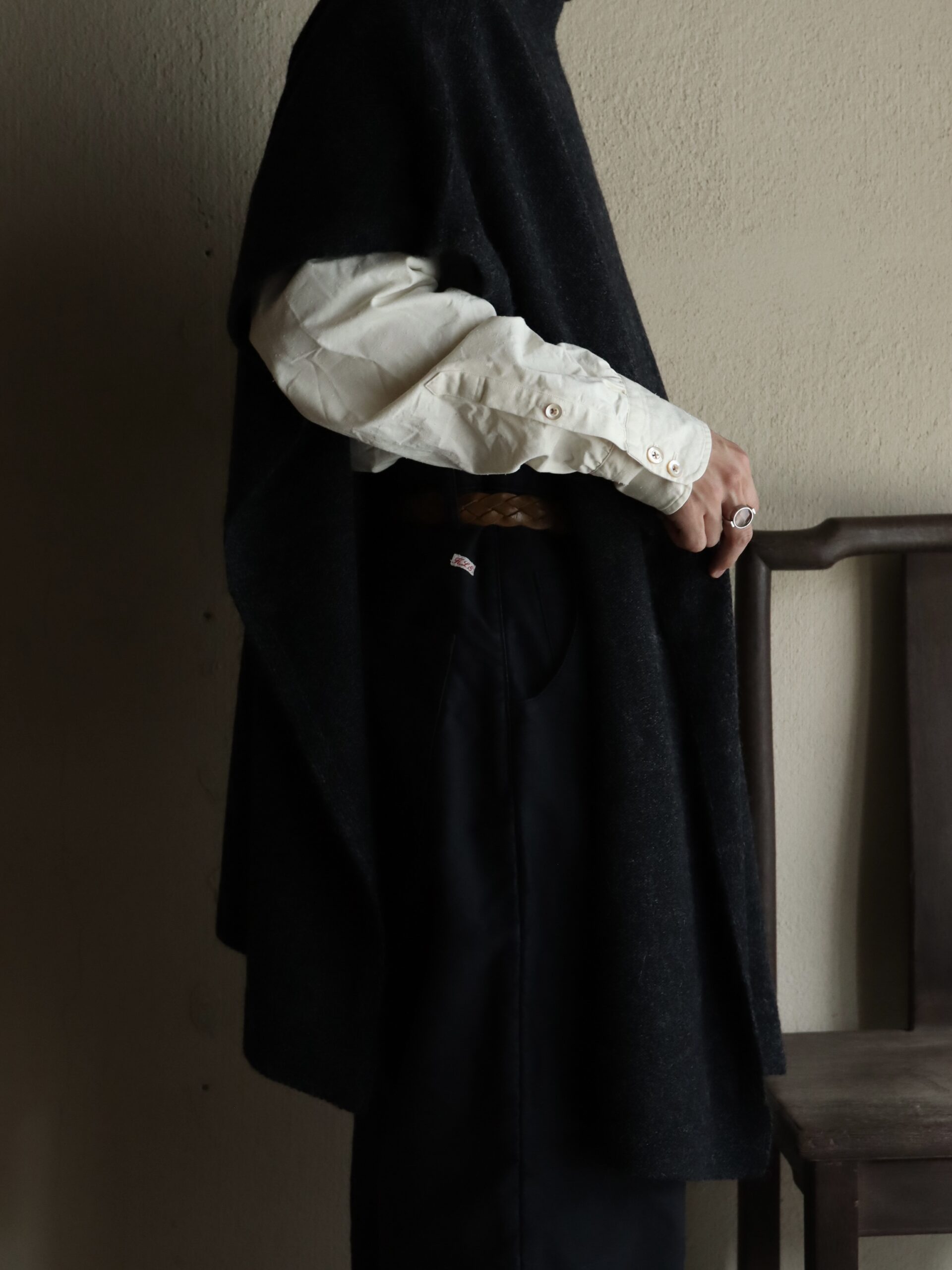 アルパカウールマント 黒杢 −KN-19− | mienisi